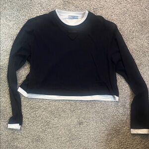 Prada Navy and White Women's crop Top L